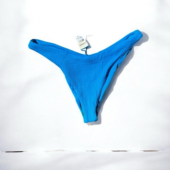 🌻NEW w.tag L*Space Blue Pointelle Ribbed Cabana Bitsy Bikini Bottom Size L $88 - Picture 5 of 11